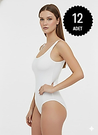 Sıla Sella 210 Viskon Kalın Askı Beyaz Body 12'li Paket