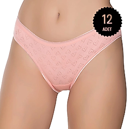 Gümüş 6092 Kadın Jakarlı Kalp Desenli Bikini Karışı 12 li Paket