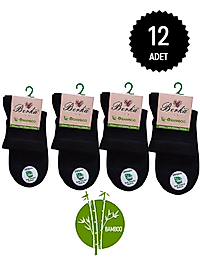 Berka Kadın Bambu Dikişsiz Kısa Konç Çorap Siyah 12'li Paket