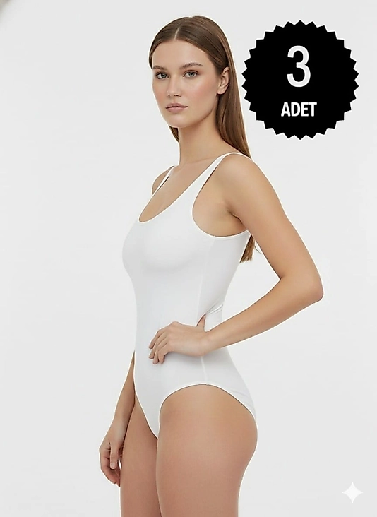 Sıla Sella 210 Viskon Kalın Askı Beyaz Body 3'lü Paket