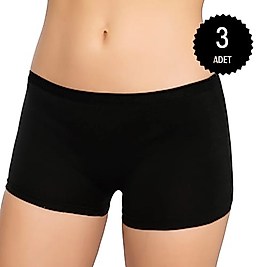 Gümüş 3016 Kadın Likralı Boxer Siyah 3 lü Paket