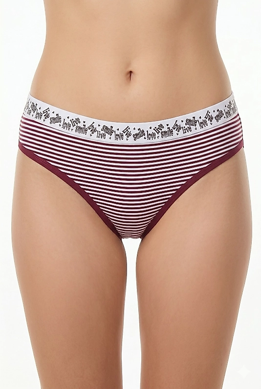 Dondeza 160 Kemer Lastik Çizgili Likralı Pamuk Bikini Karışık 12'li Paket
