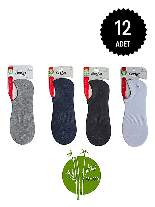 Berka Garson Bambu Sneakers Çorap Karışık 12'li Paket 36-40