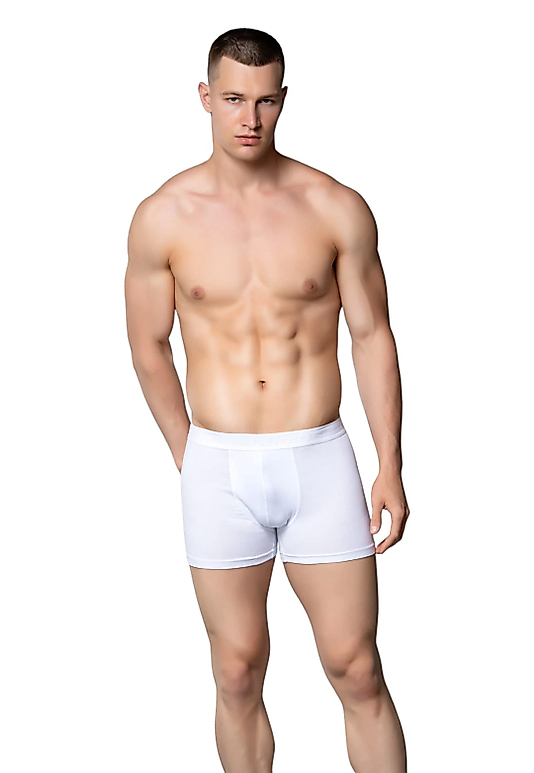 Gümüş 4018 Erkek Likralı Boxer Beyaz 3 lü Paket