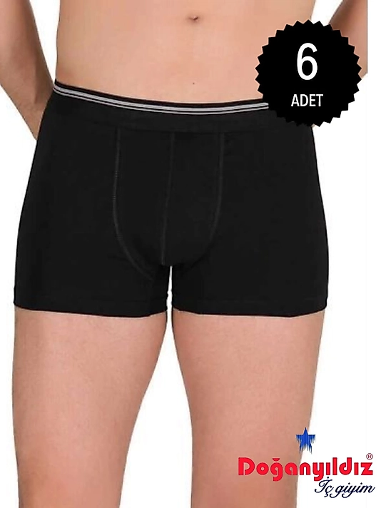 Doğan Yıldız 2810 Likralı Vücudu Saran Boxer Siyah 6 lı Paket
