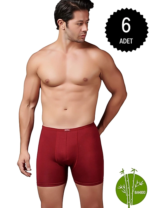 Gümüş İç Giyim 8007 Bambu İnce Bel Elastan Boxer 6 lı Paket