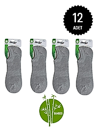 Berka Erkek Bambu Sneakers Çorap Gri 12'li Paket 40-44