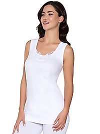 Gümüş 3011 Kadın Ribana ( Likralı) Geniş Askı Güpürlü Atlet Beyaz