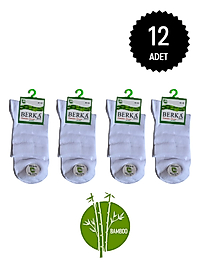 Berka Erkek Bambu Kısa Konç Çorap Beyaz 12'li Paket 40-44