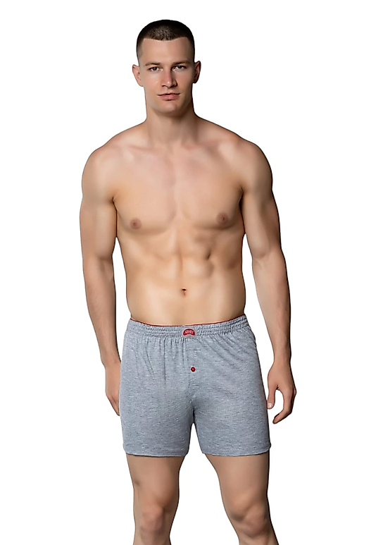 Gümüş 4020 Erkek Penye Havlu Bel Düz Boxer Gri 3 lü Paket