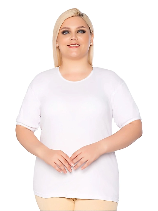 Gümüş 3013 Kadın Ribana ( Likralı ) Kollu Kaşkorse Anne Atlet Beyaz 12 li Paket