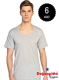 Doğan Yıldız 1152 Penye Erkek Bisiklet Yaka Kollu Atlet Gri 6 lı Paket