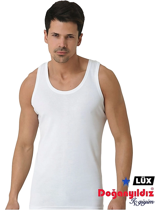 Doğan Yıldız 1310 Lüks Ribana (Likralı) Erkek Askılı Atlet Beyaz 6 lı Paket
