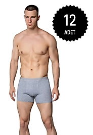 Gümüş 4018 Erkek Likralı Boxer Gri 12 li Paket