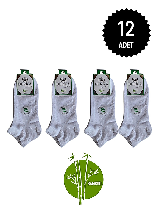 Berka Garson Bambu Patik Çorap Beyaz 12'li Paket 36-40