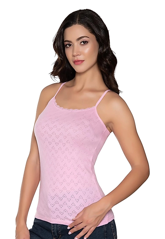 Gümüş 3080 Kadın Jakarlı İp Askı Atlet Pembe
