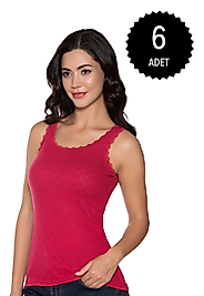 Gümüş 3081 Kadın Jakarlı Geniş Askı Atlet Bordo 6 lı Paket