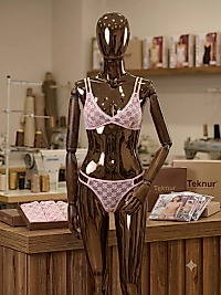 Teknur 7817 Romantik Pudra Pembesi Çift Askılı Dantel Bralet İkili Takım
