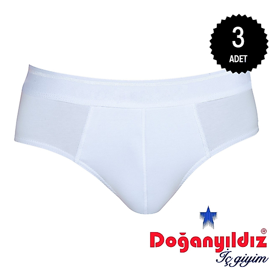 Doğan Yıldız 2850 Likralı Vücüdu Saran Erkek Slip Külot Beyaz 3 lü Paket