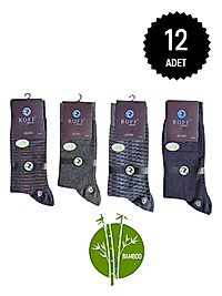 Roff Erkek Bambu Uzun Boğaz Desenli Karışık Çorap 12'li Paket 40-44
