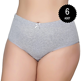 Gümüş 3092 Kadın Yüksek Bel  Çizgili ( Fitilli ) Bato Külot Gri 6 lı Paket