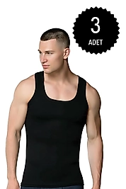 Gümüş 4004 Ribana (likralı) Erkek Askılı Atlet Siyah 3 lü Paket