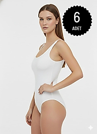 Sıla Sella 210 Viskon Kalın Askı Beyaz Body 6'lı Paket
