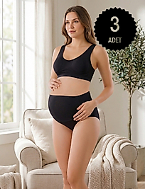Bill Liza Yüksek Bel Pamuk'lu Hamile Külot 3'lü Paket