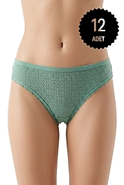 Gümüş 6092 Jakarlı Küp Desenli Bikini Karışık 12'li Paket