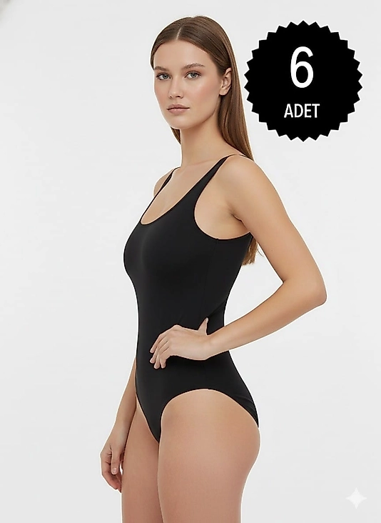 Sıla Sella 210 Viskon Kalın Askı Siyah Body 6'lı Paket