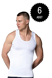 Gümüş 3002 Ribana (likralı) Erkek Askılı Atlet Beyaz 6 lı Paket