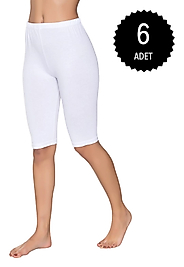 Gümüş 4032 Kadın Likralı Kısa Tayt Beyaz 6 lı Paket
