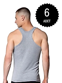 Gümüş 4019 Ribana (likralı) Erkek Arkası Çapraz Atlet Gri 6 lı Paket