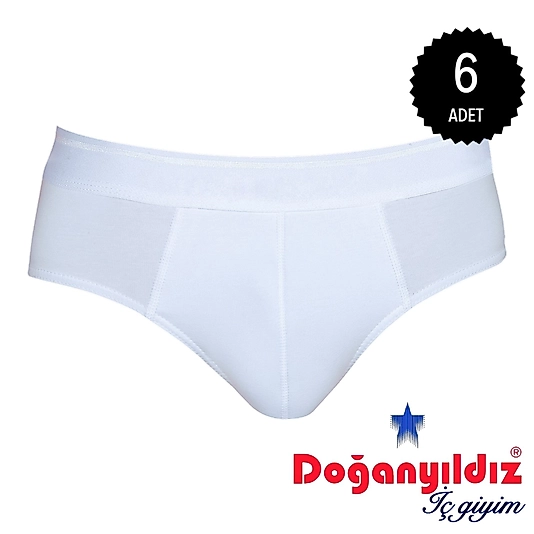 Doğan Yıldız 2850 Likralı Vücüdu Saran Erkek Slip Külot Beyaz 6 lı Paket