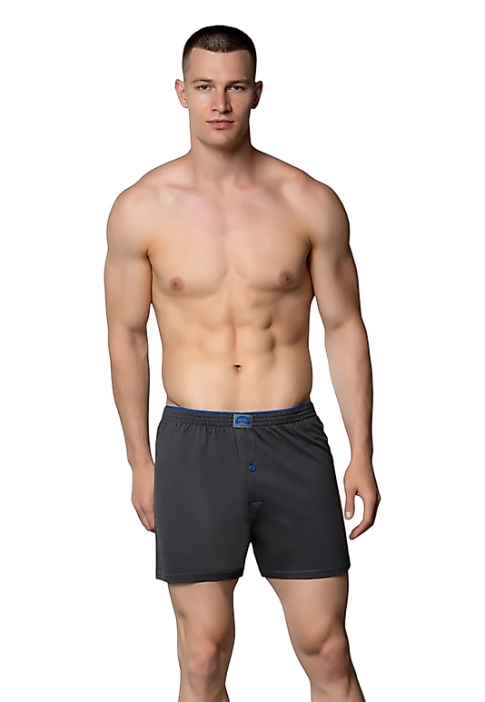 Gümüş 4020 Erkek Penye Havlu Bel Düz Boxer Füme 12 li Paket