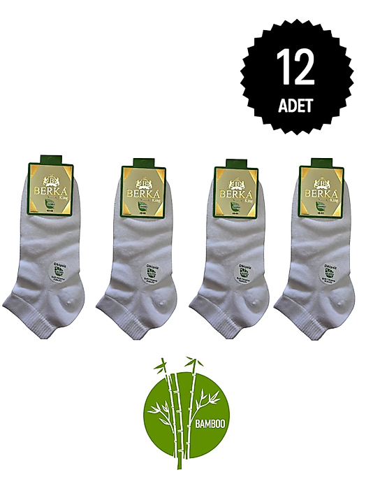 Berka Erkek Bambu Patik Çorap Beyaz 12'li Paket 40-44