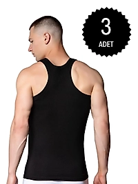 Gümüş 4019 Ribana (likralı) Erkek Arkası Çapraz Atlet Siyah 3 lü Paket