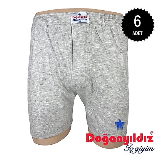 Doğan Yıldız 2210 Penye Boxer Külot Gri 6 lı Paket