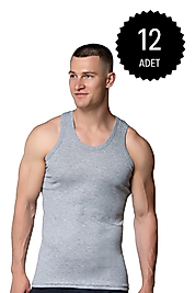 Gümüş 4004 Ribana (likralı) Erkek Askılı Atlet Gri 12 li Paket