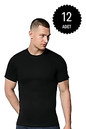 Gümüş 4008 Erkek Penye Renkli Sıfır Yaka Atlet Siyah 12 li Paket
