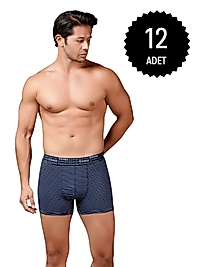 Gümüş 3114 Erkek Likralı Çizgili Boxer Lacivert 12 li Paket