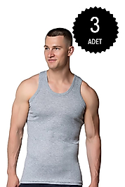 Gümüş 4004 Ribana (likralı) Erkek Askılı Atlet Gri 3 lü Paket