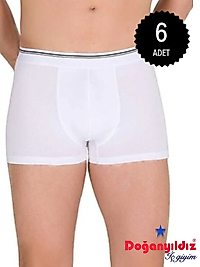 Doğan Yıldız 2810 Likralı Vücudu Saran Boxer Beyaz 6 lı Paket