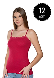 Gümüş 3080 Kadın Jakarlı İp Askı Atlet Bordo 12 li Paket