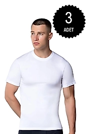 Gümüş 3005 Erkek Sıfır Yaka Atlet Beyaz 3 lü Paket