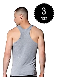 Gümüş 4019 Ribana (likralı) Erkek Arkası Çapraz Atlet Gri 3 lü Paket