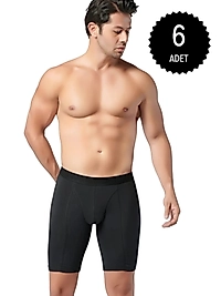 Gümüş İç Giyim 4074 Erkek Likralı Uzun Boxer Siyah 6 Lı Paket