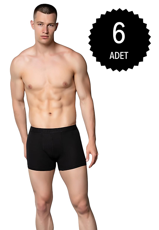 Gümüş 4018 Erkek Likralı Boxer Siyah 6 lı Paket