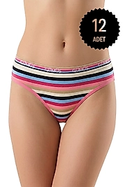 Gümüş 6019 Gökkuşağı Desenli Bikini Karışık 12'li Paket Paket