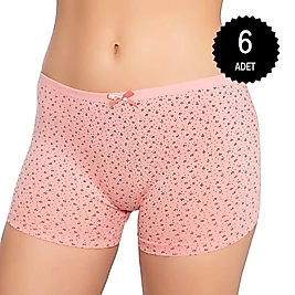 Gümüş 3098 Kadın Likralı Empirme (Desenli) Boxer Karışık 6 lı Paket